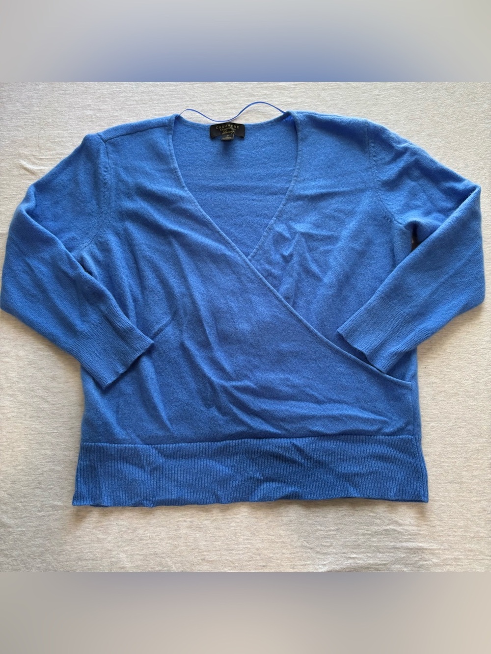 Charter Club Luxury 100% Cashmere Vibrant Blue Wrap V-Neck Sweater M
